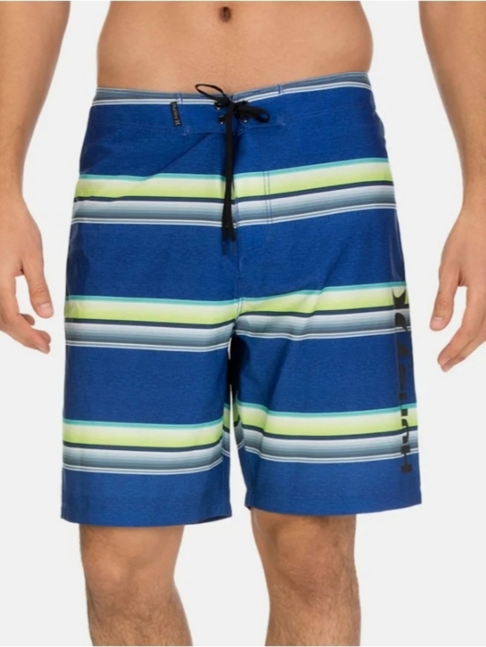 NWT HURLEY Board Shorts Mens 30 Waist Blue and Lime Stripe Swim Trunks